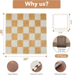 Skyweaver 36 Tiles Soft Non-Toxic Baby Play Mat for Floor EVA Foam Jigsaw Puzzle Play Mat, Interlocking Squares with 0.6inch for Babies, Toddlers & Kids Gym, Nursery, Playroom, Light Brown