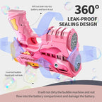 Rechargeable Pink Dolphin Bubble Guns for Kids, LED Light Up Bubble Machine Blower with 2 Bottles Bubble Refill Solution for Kids, Bubble Makers Blaster for Toddlers, Summer Wedding Toys Gift