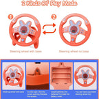 Steering Wheel Toy,Driving Steering Wheel Toy for Kids Backseat,Interactive Educational Learning Sensory Toy with Vibration,Simulated Car Toys with Light Songs for Infant Preschool Kids Toddler Gifts