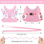 Accmor Toddler Harness Leash, 3 in 1 Cute Butterfly Kids Leash + Anti Lost Wrist Link for Outdoor Travel, Adorable Child Walking Harness Wristband Assistant Strap Belt Protector for Baby Girls (Pink)