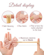 doboi 10PCS Baby Girls Headbands Hair Bows Nylon Cotton Linen Hairbands Fine Handmade Hair Accessories for Newborn Infant Toddlers Little Girls-Solid Plaid Stripe Polka Dot and Flowers