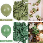 RUBFAC 129pcs Sage Green Balloons Different Sizes 18 12 10 5 Inch, Olive Green Latex Balloon Garland Arch Kit for Birthday Party Graduation Baby Shower Wedding Safari Jungle Balloon Decoration