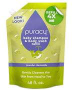 Puracy Shampoo & Body Wash for Children - Perfect Skin, Pure Ingredients - with 12 Fruit & Vegetable Extracts for Silky Smooth Skin, Gentle Lavender Chamomile, 98.8% from Mother Nature 48 fl oz