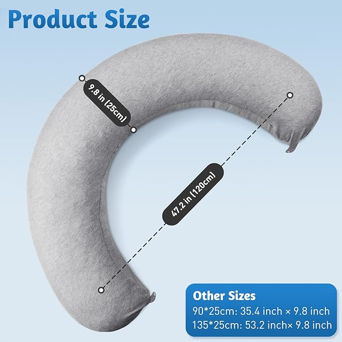 Pregnancy Pillows for Sleeping, C-Shaped Maternity Pillow for Pregnant Women, Memory Foam Body Pillow with Removable Cover, Adjustable Support for Back, Legs, Belly, Neck, 47.2’’ x 9.8’’