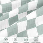 SWESEN Muslin Nursing Pillow Cover, Soft Removable Cover for Breastfeeding Pillows, Pillow Slipcover for Baby Boys and Girls, Comfortable & Breathable, Green Plaid, (Only Cover)