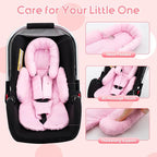 Infant Car Seat Insert with 3 Shoulder & Crocth Covers, Thickened Carseat Head and Body Support for Infant, Reversible Baby Car Seat Cushion for Boys Girls, Soft Mink Dot Newborn Insert for Preemie