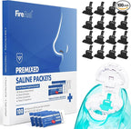 FireAnt 100 Saline Packets and 16 Pack Silicone Saline Pods Refills Set, Compatible with Navage Nasal Care — Includes 100 Count Salt Packets Sinus Rinse + 16 Reusable Salt Pads in Black