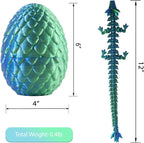 Dragon Egg, Easter Egg with Pet Dragon, 3D Printed Dragon, Crystal Dragon Fidget Toy, Articulated Dragon Eggs Fidget Toy Surprise for Adults