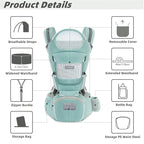 Baby Carrier Ergonomic Infant Carrier with Hip Seat Kangaroo Bag Soft Baby Carrier Newborn to Toddler 7-45lbs Front and Back Baby Holder Carrier for Men/Women Dad Mom