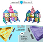 Jasonwell Magnetic Tiles Kids Magnetic Blocks 110PCS Building Sets 3D Magnet Tile Building Blocks Toy Construction Educational STEM Toys Gifts for Toddlers Boys Girls 3 4 5 6 7 8 9 10 + Year Old