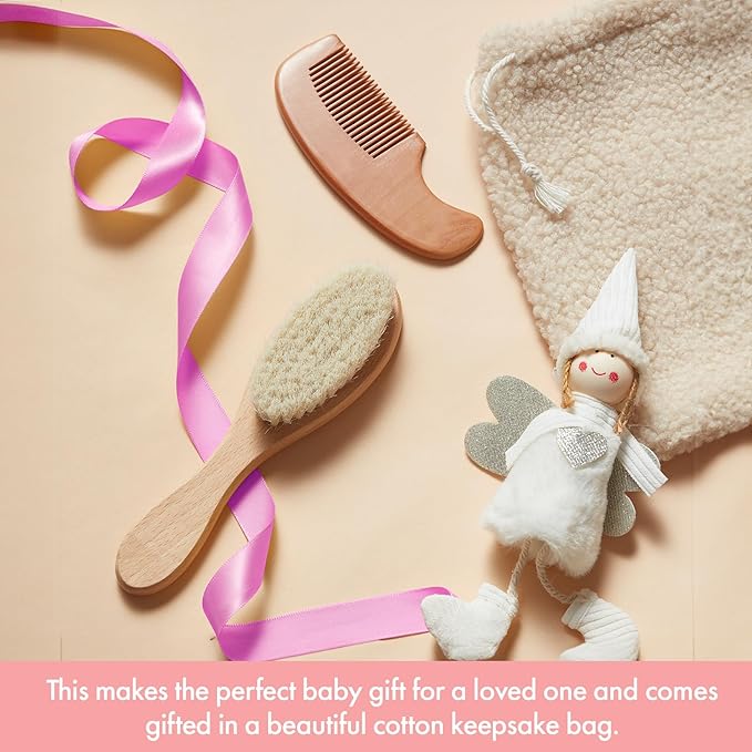 MYZI Baby Hair Brush Set – Baby Brush and Comb Set Newborn, Baby Comb and Brush Set Boy and Girl, Newborn Hair Brush and Newborn Comb - Baby Gift Set