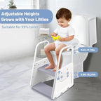 Potty Training Seat with Step Stool - 3 in 1 Potty Training Toilet Seat with Large Handles & Anti-Splash Guard | Foldable Toddler Toilet Seat Adjustable Height Non-Slip Toddler Step Stool