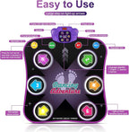 Flooyes Dance Mat Toys for 3-12 Year Old Kids, Electronic Dance Pad with Light-up 6-Button Wireless Bluetooth, Music Dance with 5 Game Modes, Birthday Toys Gifts for 3 4 5 6 7 8 9 10+ Year Old Girls