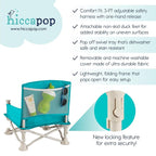 Hiccapop OmniBoost Travel Booster Seat with Tray for Baby | Folding Portable Baby Booster Seat for Dining Table, Camping, Beach, Grandma’s | Tip-Free Design Straps to Kitchen Chairs - Booster Chair