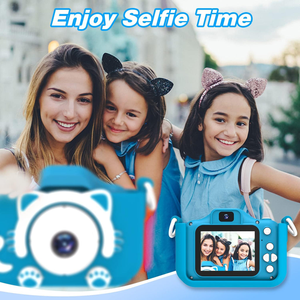 Goopow Kids Camera Toys for 3-8 Year Old Girls Boys,Children Digital Video Camcorder Camera with Cartoon Soft Cover, Best Chritmas Birthday Festival Gift for Kids - 32G SD Card Included