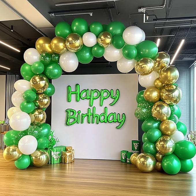 RUBFAC 129pcs Green Balloons Different Sizes 18 12 10 5 Inch Green Latex Balloon Garland Arch for Masquerade Party Decorations Birthday Baby Shower Wedding Party Supplies