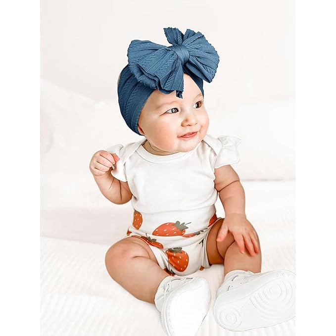 Niceye Handmade Baby Headbands Soft Stretchy Nylon Hair Bands with Bows for Newborn Infant Baby Toddler Girls