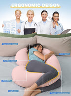 INSEN Cooling Pregnancy Pillow, Maternity Pillow with Soft Cotton Cover,C Shaped Pregnant Women and Side Sleeping (Cooling Pink)