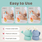 Whale SoftSip Food Pouch Topper | 2EA + Travel Case | Prevent Spills & Leakage | Protect Child Baby Toddler Mouth | Food Grade Silicone Reusable | Baby Led Weaning | BPA Free| Mint+Blue