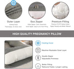 Pregnancy Pillow, Full Body Maternity Pillow 57 inch, with Removable Washable Cover - Sleep Support for Legs, Back, Neck, Shoulder, HIPS, Belly for Pregnent Women (Cooling Cover)