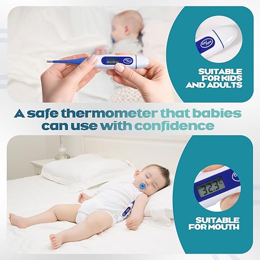 TrelaCo 36 Pcs Thermometer for Adults Digital Oral Thermometer for Fever Basal Body Fast Reading Flexible Tip for Underarm Rectal Mouth Temperature Measurement (Blue)