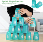 yeesport 48 Pcs Sport Stacking Cups, Sport Training Game for Challenge Competition, Plastic Stacking Cups, Classic Family Game for Kids and Adults, Red+Blue+Green+Black