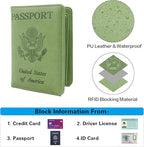 Melsbrinna RFID Passport Holder for Travel, Unisex Adults, Green, Faux Leather, Travel Wallet, RFID Protected