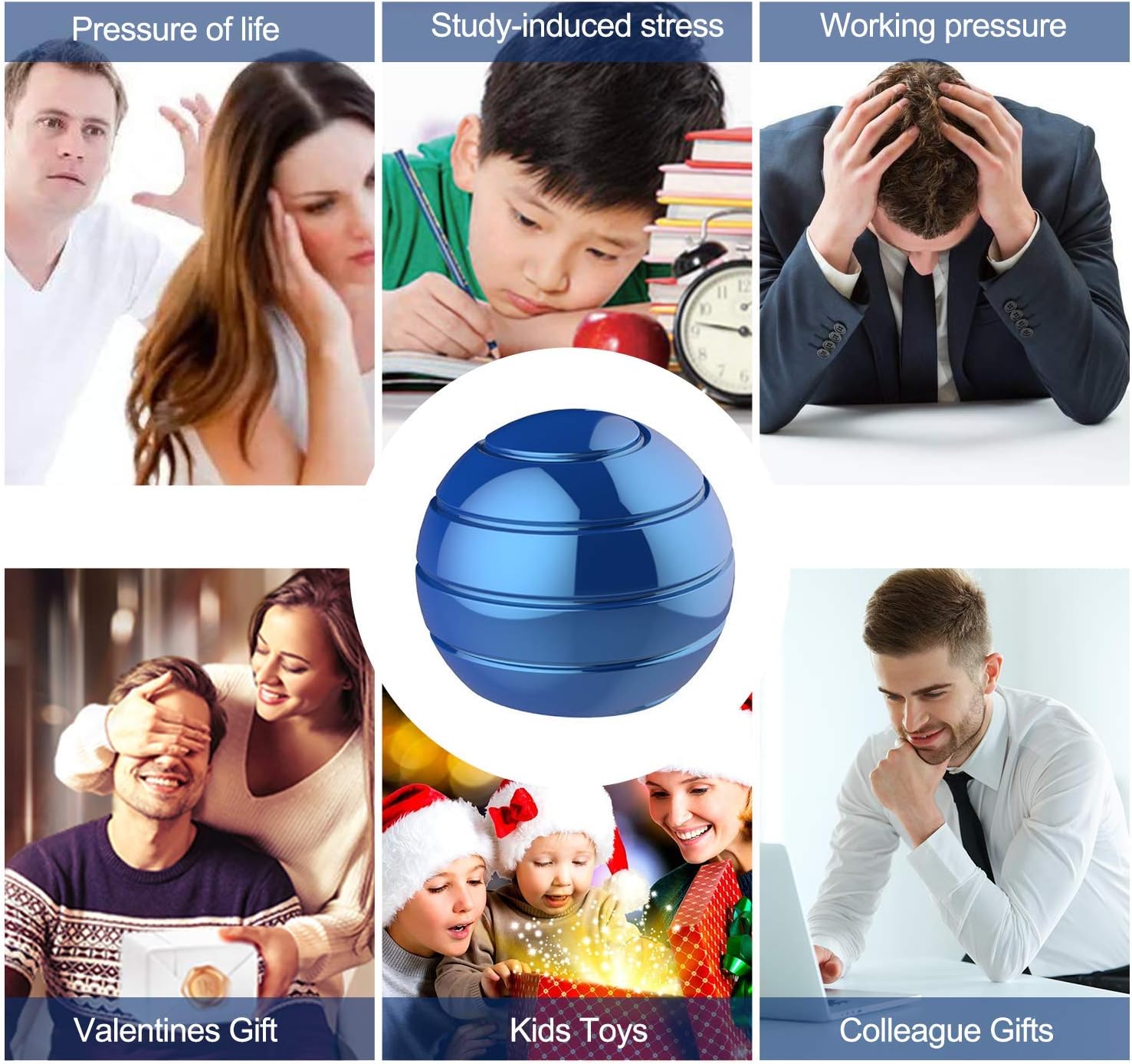 Kinetic Desk Toys,Full Body Optical Illusion Fidget Spinner Ball,Gifts for Men,Women,Kids Size 1.58"