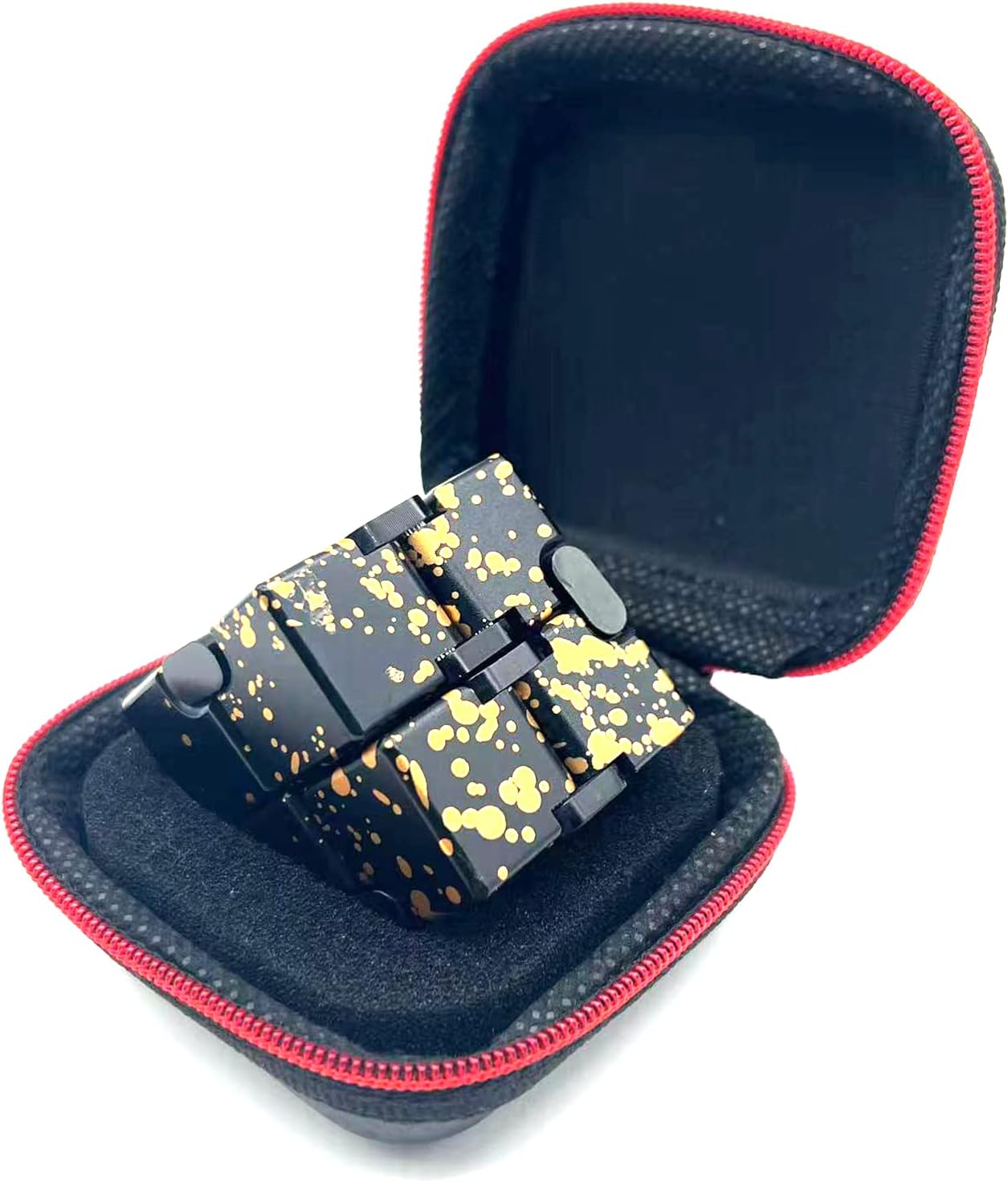 Metal Fidget Toys Infinity Cube for Men Anxiety Stress Relief Aluminum Alloy Material (Black & Yellow)