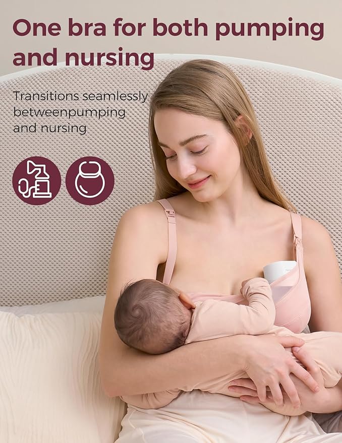 Momcozy Mesh Support Pumping Bra Hands Free Suitable for 36C-44G, Comfortable Plus Size Pumping and Nursing Bra in One