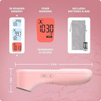 Greater Goods No-Touch Infrared Digital Thermometer for Adults, Kids, and Babies, Forehead Thermometer with Ergonomic Grip, Fever Alarm, HSA FSA Eligible, Blush Pink