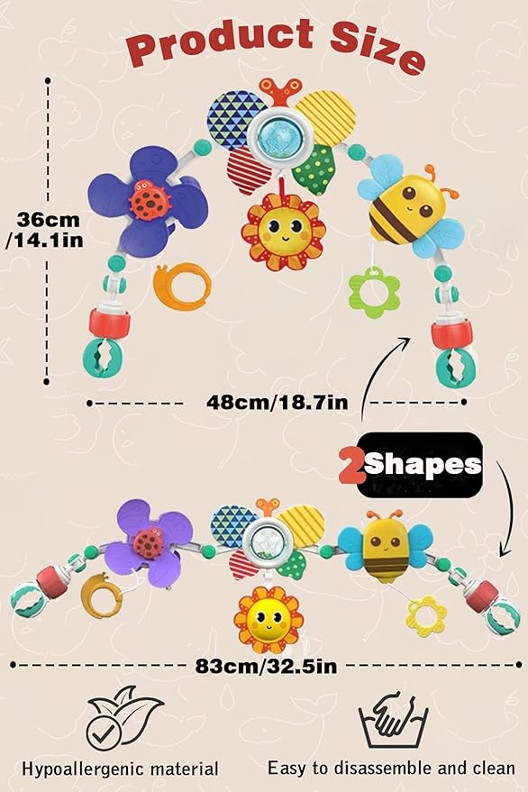Pau1Hami1ton Baby Stroller Arch Toys, Car Seat Toys,Bouncer Toy Bar/Mobile for Bassinet,Adjustable Baby Hanging Toys Fit for Crib Bed,Stroller,Car Seat Gifts.S-19(Butterfly)