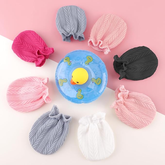 Newborn Baby Mittens No Scratch Cotton Elastic Wrist Gloves Infant Toddler Mittens for Baby Boy Girl 0-6 Months
