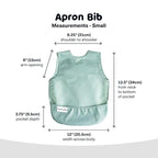 Tiny Twinkle Mess Proof Baby Bib - Waterproof & Lightweight Baby-Led Weaning Apron | 100% Recycled Polyester, Easy Clean & Machine Washable (Sage Green, Small 6-24 Months)