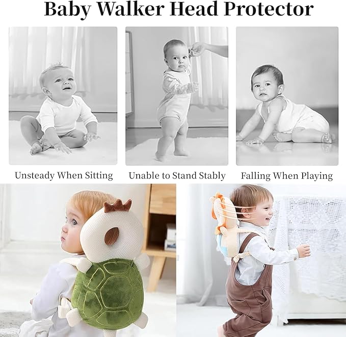 Baby Walker Head Protector Backpack Wear,Toddler Adjustable Baby Head Protection Backpack for Safety Baby Learning Walking Crawling (Rabbit A)