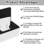 NOVWANG Wipes Dispenser, Baby Wipe Holder, Keeps Wipes Fresh, Refillable Wipe Container Baby Wipes Case for Bathroom Wipes Pouch Case, Black-White