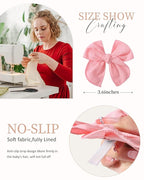 doboi 20PCS Fable Bows 3.6 Inch Hair Clips Baby Girls Hair Clips Cotton Linen Bows for Girls Solid 10 Color Hair Accessories for Baby Toddlers Kids