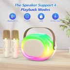 Karaoke Machine for Adults,Portable Bluetooth Speaker with Two Wireless Microphones and Dynamic Lights,Support TF/USB/AUX,Birthday Gifts for Girls/Boys//Men/Women/Family Home Party