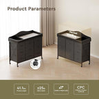 Baby Changing Table with 9 Fabric Drawers, Waterproof Diaper Changing Station & Pad, Mobile Nursery Diaper Changing Table, Baby Furniture, Bedroom, Black