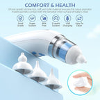 Nasal Aspirator for Baby with Light and Music, Electric Babies Nose Sucker with 3 Soft Silicone Tips, 5 Levels Suction Adjustment Nose Cleaner for Kids Girl Boy Adult Pets