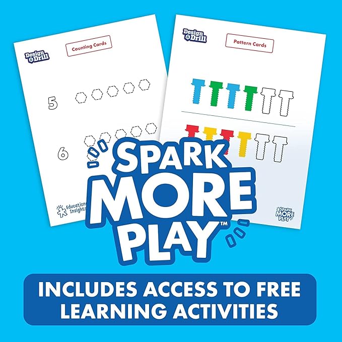 Educational Insights Design & Drill BrightWorks – 84-Piece Light Up Drill Set, STEM Learning with Toy Drill: Ages 3+