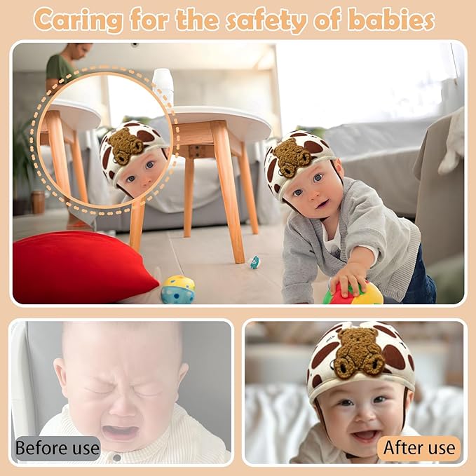 Baby Helmet for Crawing Walking,Soft Infant Safety Helmet,Baby Helmet 1-2 Years for Anti-Fall Head Protector,Adjustable, Breathable