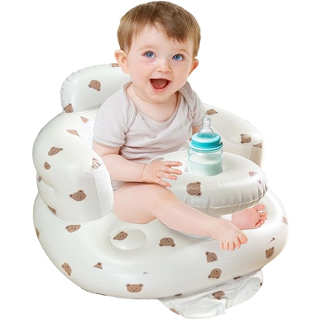 Little Angels Inflatable Seat with Tray for Toddlers 3-36 Months, Built-in Air Pump, Summer Baby Support Chair for Sitting Up