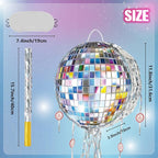 WERNNSAI Disco Ball Piñata - Disco Party Decoration Pull String Mirror Piñata with Bat and Blindfold for Adult Birthday Party Supplies