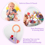 Car Seat Toys for Babies 0-6 Months Boy Girl Carseat Toys Hanging Spiral Stroller Toy, Infant Toy 0-6 Months Baby Newborn 0 3 Month Brain Development with Music Teether Rattle
