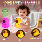 Night Light for Kids, 7 Color Changing BPA-Free Silicone Lamp with Touch Control, Eye Protection, Rechargeable Battery, Soft & Safe Nursery Lamp for Boys & Girls (Turtle Backpack Capybara)