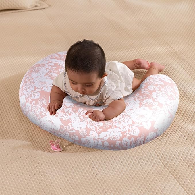 Baby Nursing Pillow for Breastfeeding, Adjustable Breast Feeding Pillow for Bottle Feeding, Breastfeeding Essentials for Mom and Baby Healthier Nursing, Removable Cover- Rose
