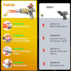 Light Up Toy Gun with Sound Effects & Spray for Ages 3, 4, 5, 6, 7+ Boys - Unique Barrel Telescopic Action - Ideal Halloween Christmas Birthday Gift for Toddlers Kids (Batteries Not Included)