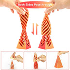 Impossible Pyramid Passthrough Sculpture, 3D Printed Spiral Cone Fidget Toys, Anxiety Relief Pass Through Pyramid Fidget Toy, Stress Relief Desk Toy Adults, Christmas, Birthday Gifts (Gold Red)