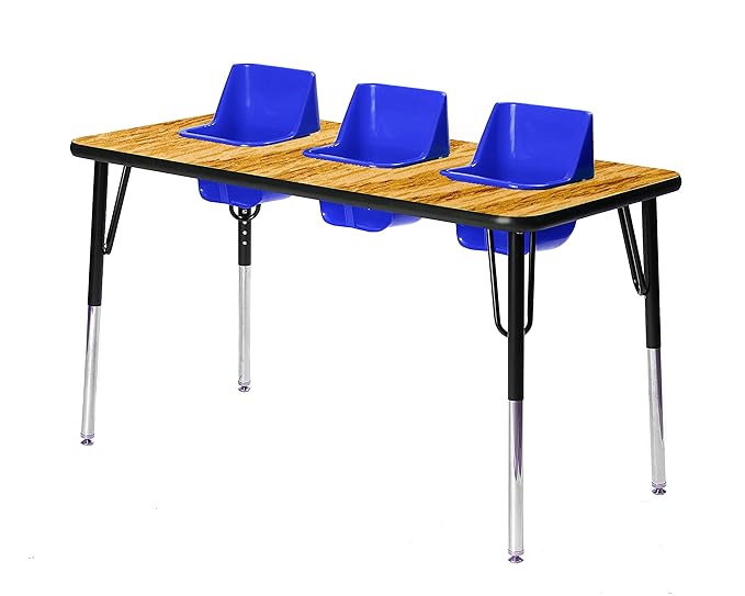 3-Seat Feeding Table (Oak Top, Blue Seats, Black T-Mold)